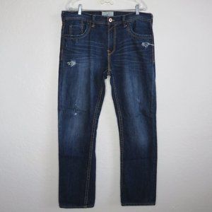 Aeropostale* Men's 1.5" Belt Loop Driggs Slim Bootcut Denim Ripped Jeans~W34xL32